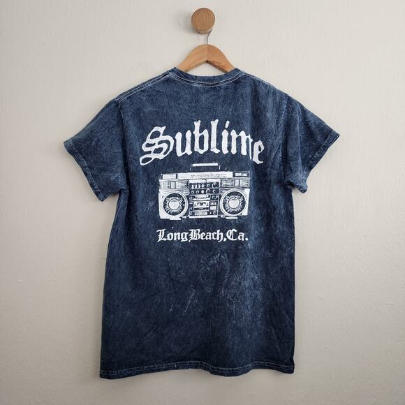Urban Outfitters Sublime T-Shirt Dark Blue Acid Wash Graphic Tee M - Picture 6 of 8